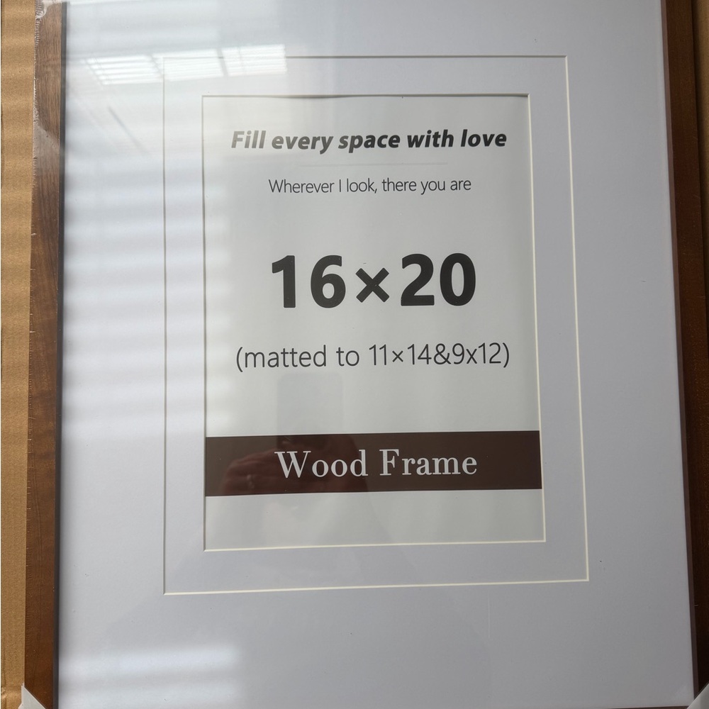 Wood Frame Picture Frame - White Mat, Brown Wood